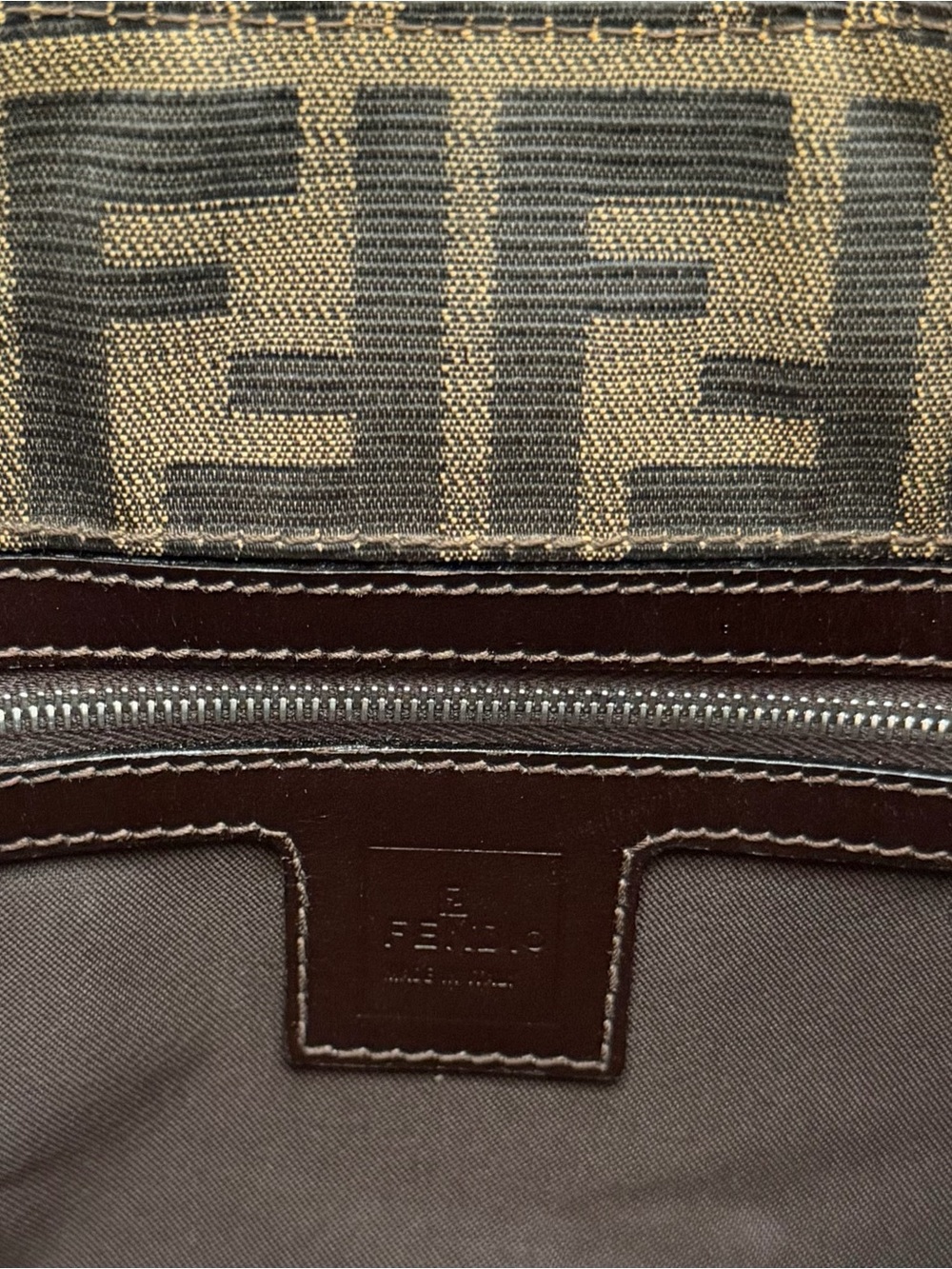 Fendi Brown Zucca Leather Shoulder Bag - Picture 6 of 7